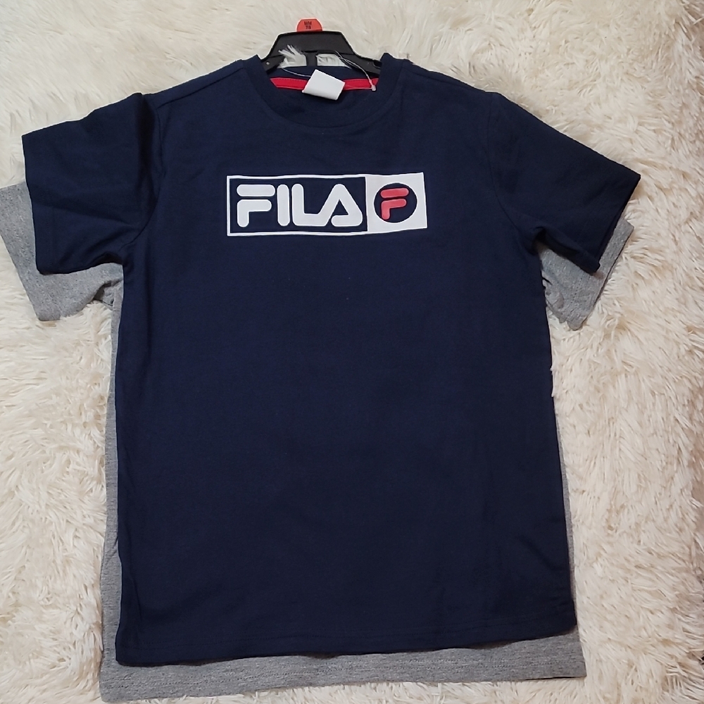Fila, Blue Shirt, White Shirt, Set Of 2 Shirts, Boys, Kids,